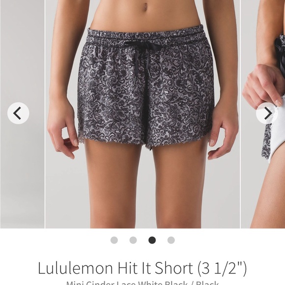 Lululemon Hit It Short (3 1/2”) Mini Cinder Lace White Black - Picture 4 of 5